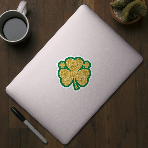 Gold Glitter Irish Lucky Clover Shamrock St Patricks Day by Illustradise